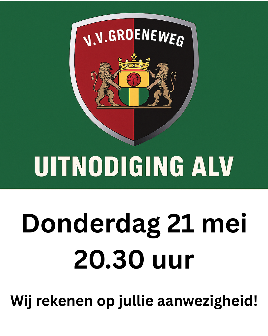 Uitnodiging ALV - 21 mei