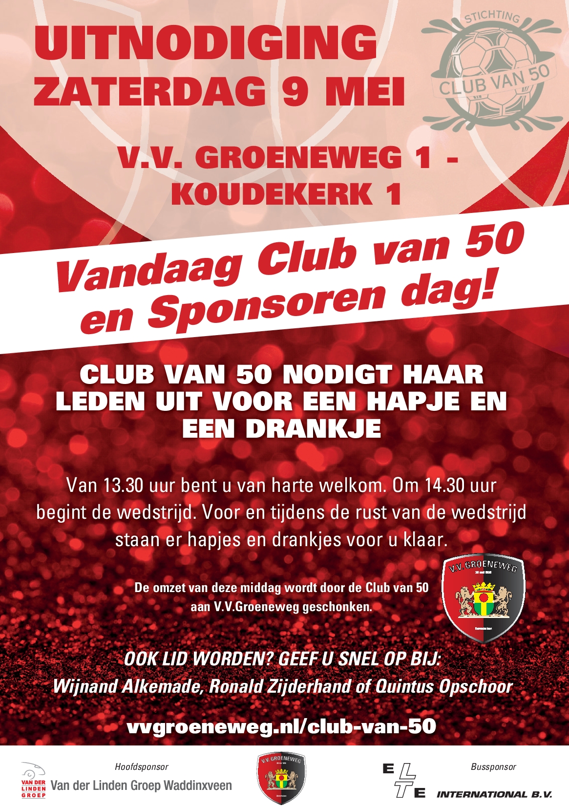 Club van 50 en Sponsoren dag zaterdag 9 mei
